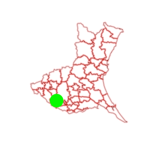 Fig. 4. Green circle (140°E, 36°N) on Ibaraki map